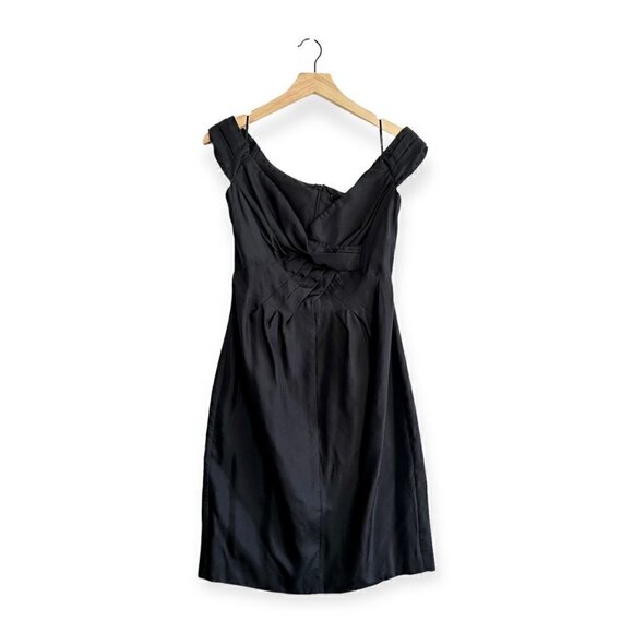 New with Tags,‎ Black Halo Silk Sleeveless Pleated Sheath Dress, Size 8, Black - Picture 1 of 15